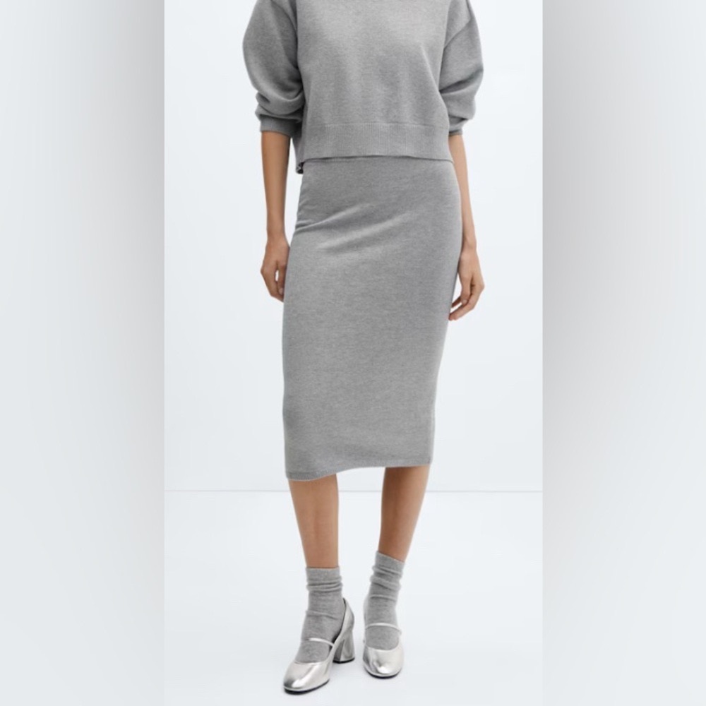 Mango Gray Midi Skirt NWT